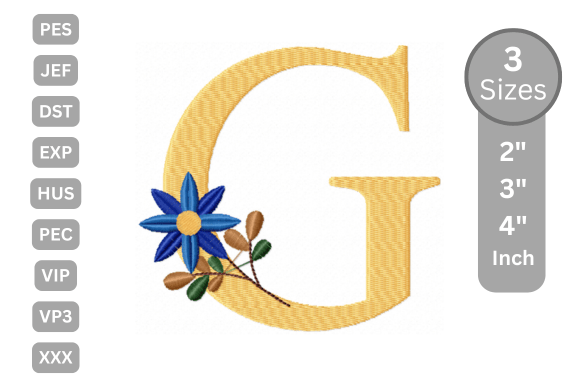 Botanical Flower Letter - G for Seasonal Holiday Projects