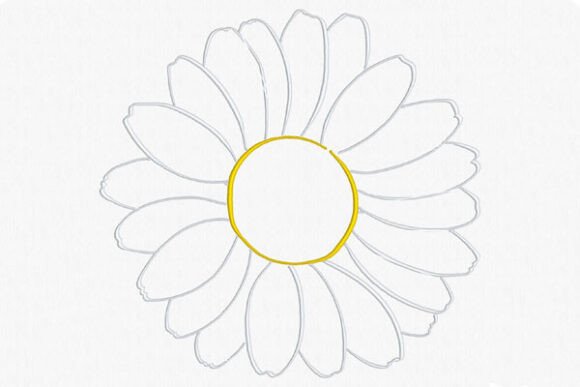 Calligraphy Style Daisy Outline 8 x8
