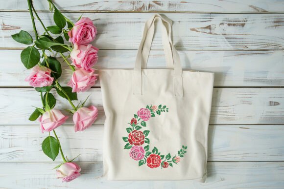 Elegant Crescent of Colorful Roses