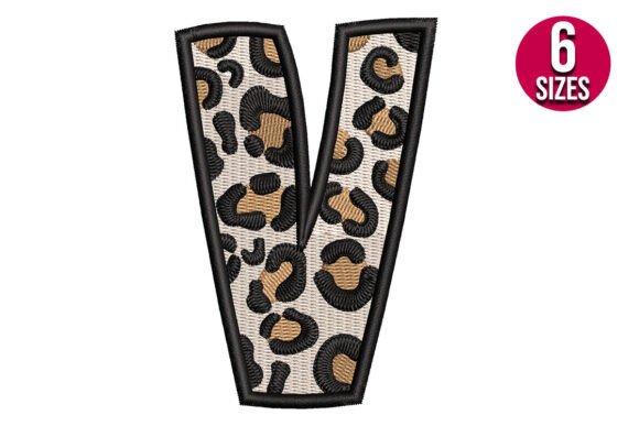 Leopard Print Alphabet Font Letter V